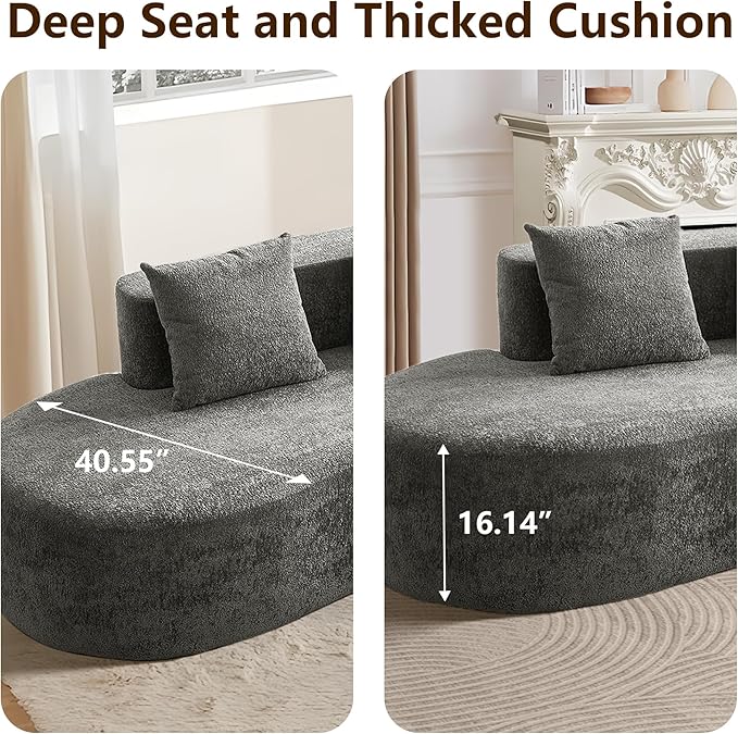 109 Modern Curved Sofa Raindrop Velvet Fabric 5 Seater Curved Shaped Sectional Couch for Living Room Bedroom Office No Assembly