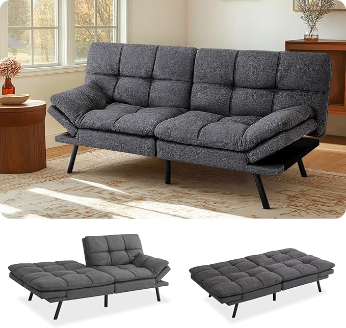 MUUEGM Convertible Futon Sofa Bed Memory Foam 71 Sofabed Modern Loveseat Sleeper Sofa with Adjustable Backrest &amp Armrest for Small Space Office Couch for Living RoomApartmentOffice