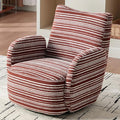 360° Swivel Accent Chair with Armrest Modern Striped Upholstered Lounge Chair Stable Round Base &amp Sturdy Metal Frame Armchair for Bedroom Living Room Office &amp Vanity (Oxblood)