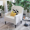 Cream Accent Chair - High Back Upholstered Armchair Comfy Living Room Arm Chair Reading Accent Chairs for Bedroom Apartment Office Single Sofa with Wood Legs