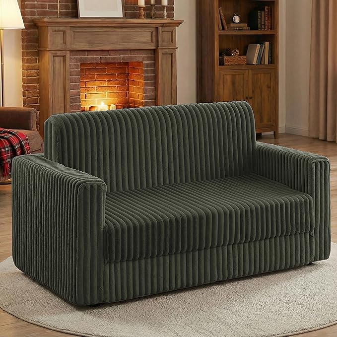 HABUTWAY Folding Sofa Bed 2 in 1 Convertible Sleeper Chair with Armrest Portable Fold Out Chair Bed Comfy Floor Couch Multi-Functional Lazy Sofa for Living Room Bedroom Dorm Home Office Green