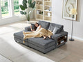 79.5 Oversized Corduroy Modular 2-Seat Sectional Couch with Extra-Wide Armrest Storage and Double Chaise Lounge Modern Convertible Sleeper Sofa for Living RoomDark Gray