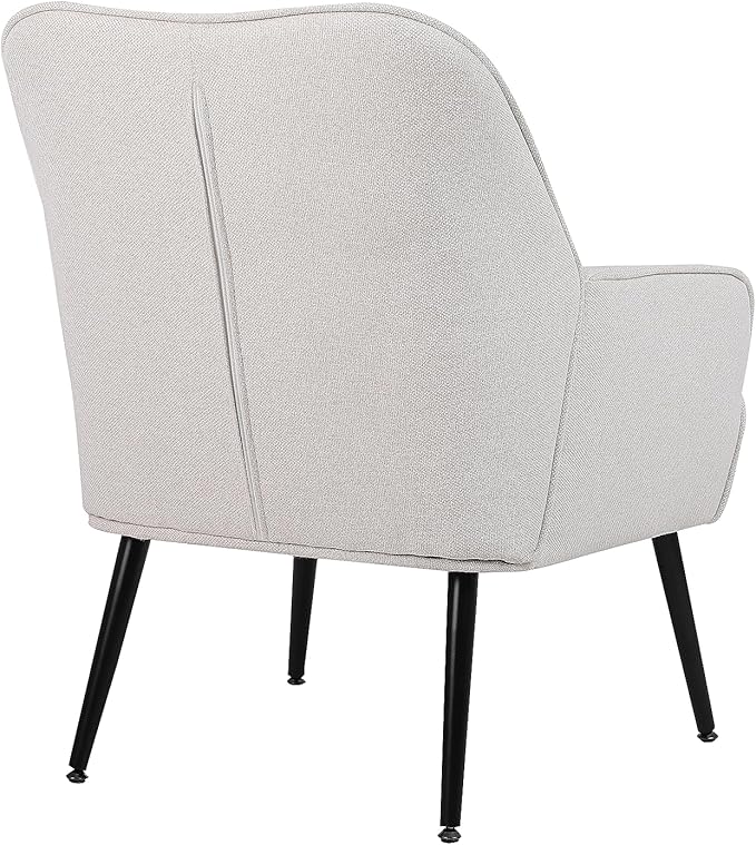 Modern Mid Century Chair Linen Sherpa Armchair for Living Room Bedroom Office Easy Assemble(Beige)