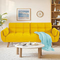 Convertible Futon Sofa Bed Sleeper Couch Bed with Adjustable Backrests Linen 3 Seater Small Couches for Small Spaces Living Room Bedroom(Yellow 75)
