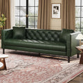 Garvee 81 Inch Leather Couch for Living Room Modern Leather Sofa with Deep Seat Handmade Button Tufted 3 Seater Sofa Chesterfield Couch for Apartment Office Black Green