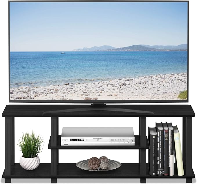 Furinno ‎20 Pounds Turn-N-Tube No Tools 3D 3-Tier Entertainment TV Stand up to 50 inch TV Square Tubes Americano/Black