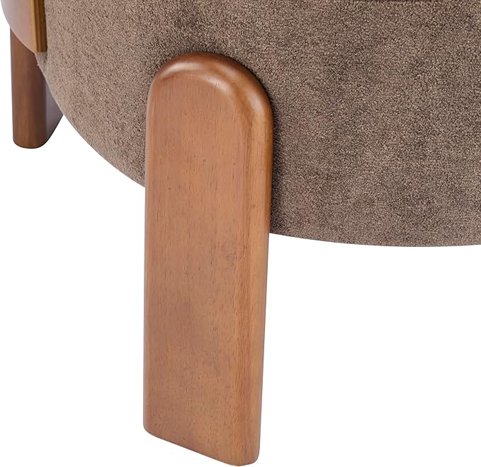 Christopher Knight Home Lily Solid Wood Wingback Accent Chair Fabric Upholstered Club Chair Curved Backrest Single Sofa Comfy Reading Lounge Chair for Living Room Soft Cushion Seating Dark Brown