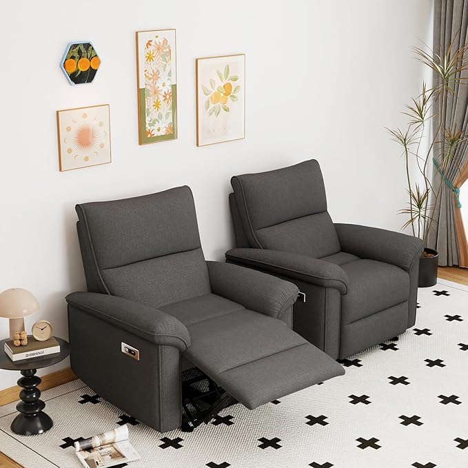 Wall Hugger Power Recliner Chair Zero Wall Electric Recliner Chairs with USB Port Snowflake Velvet Space Saving Large Recliner for Living Room RV Home Theater