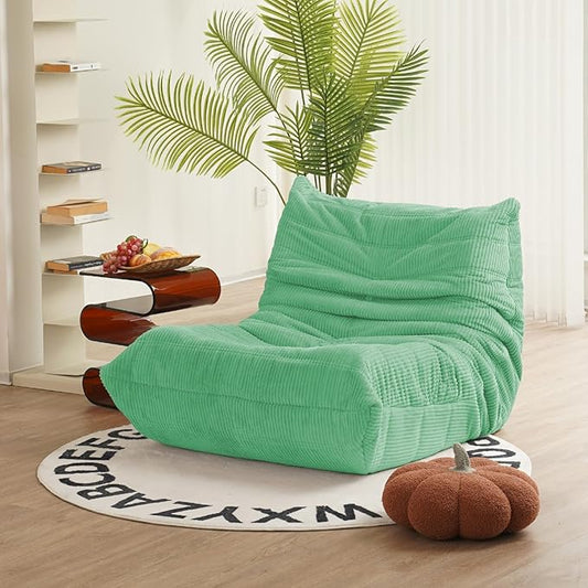 N&ampV Fireside Chair Mid Century Armless Floor Sofa Soft Premium Corduroy Floor Lounge Chair Foam Sofa Accent Chair for Living Room Bedroom and Office (Mint)