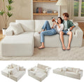 Minimalist Boneless Cloud Couches for Living Room Corduroy L Shaped Modular Sectional Sofa Couch W/Deep Seat &amp High-Back Comfy Memory Foam Couch Sofa in A Box (White Left Facing Chaise)