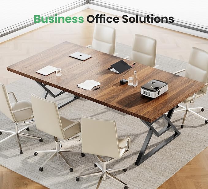 70.8 Large Executive Desk - Computer Office Desk Workstation Modern Business Writing Table with Sturdy Metal Legs for Home Office (Walnut/Black)