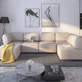 BALUS U Shaped Modular Sectional Sofa L Shaped Oversized Sofa Furniture Set with Ottoman Free-Combined Sleeper Couch with Chaise Reversible for Living Room Beige