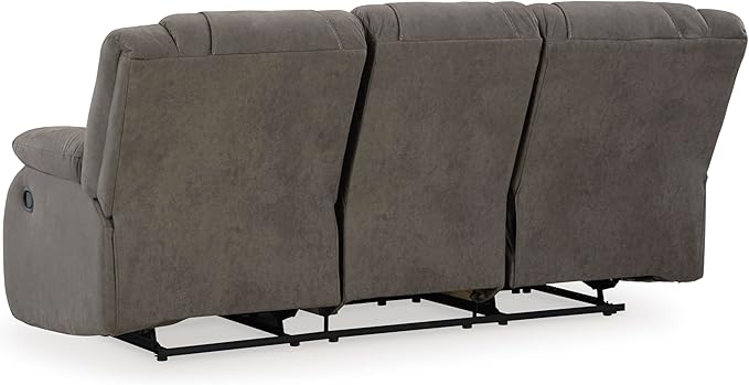 Signature Design by Ashley First Base Contemporary Faux Leather Manual Reclining Sofa Gray