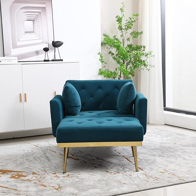 BEEY Single Sofa Accent Fabric Chair Comfy Upholstered Arm Chair Living Room FurnitureNavy 53 Loveseat Sofa Small Couches for Small Spaces Modern 2-Seater Couch with Button Tufted Back Dark Green