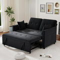 Pull Out Sofa Bed: 56 Black 3 in 1 Convertible Sleeper Sofa Bed Velvet Loveseat Sleeper Couch with Storage Comfy Futon Couch Beds for Living Room | Velvet