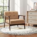 Giantex Mid-Century Modern Accent Chair Oversized Armchair with Rubber Wood Frame Armrest Wide Backrest100° Ergonomic Leisure Chair for Living Room Bedroom Office (1 Beige)