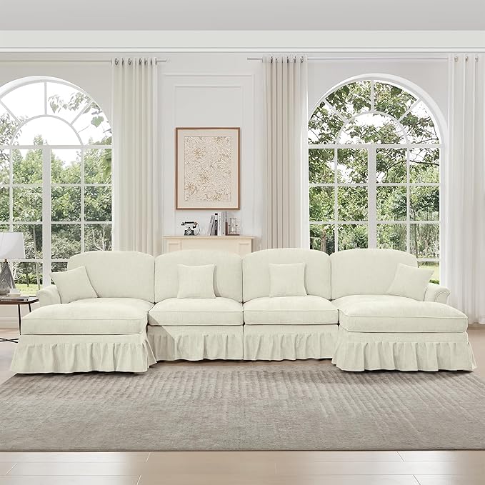 KEIKI 137 4Seat Modular Velvet Sofa Couch for Living Room Apartment Living Style Conscious Homeowners Soft Plush Comfortable Cozy Relaxing Lounge Modern Contemporary Design Beige White