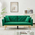 Modern Velvet 2 in 1 Futon Sofa BedConvertible Folding Sleeper Bed Couches with 2 Pillows73 Tufted Recliner Love Seat with Golden Chrome Legs for Living Room Apartment Office (Green-New Velvet)