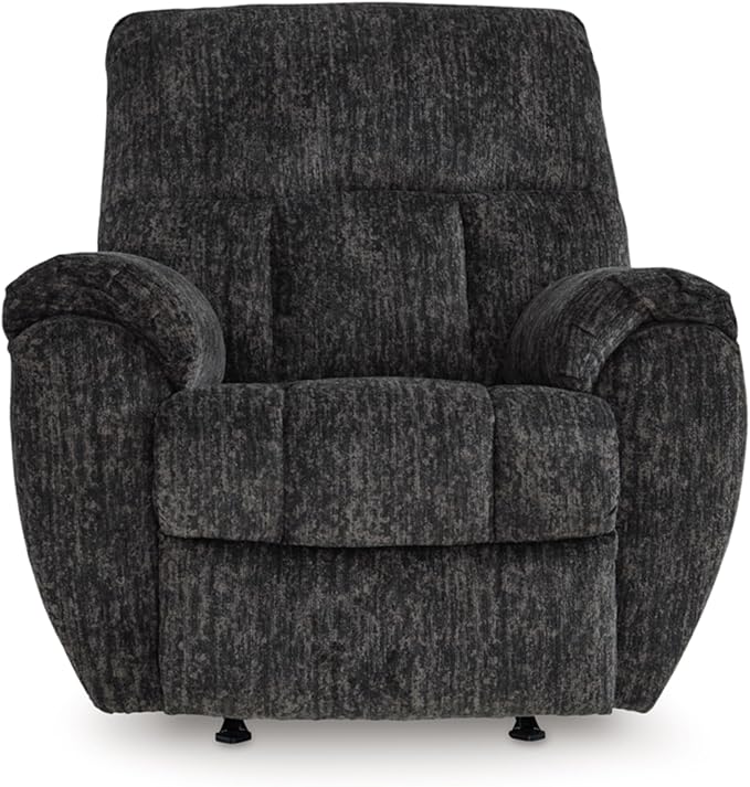 Signature Design by Ashley Rampant Casual Manual Rocker Recliner with Pillow-Top Arms Gray