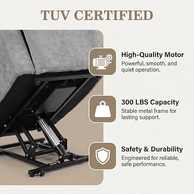 Electric Power Lift Recliner Chair for Elderly Lift Recliner Chair with Massage and Lumbar Heat 150° Reclining Chair with Cup Holders Side Pockets and Remote Control Ideal for Living Room (Grey)