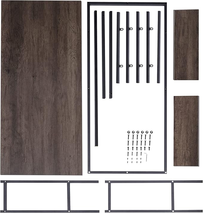ivinta Computer Desk Home Office Desk with Storage Shelves and Metal Frame for Living Room Bedroom Office Whale (Brown 55)