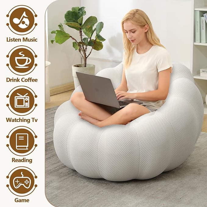 36 Funky Bubble Couch with 3D Honeycomb Shape Design Mesh Fabric Bubble Sofa Ergonomic Mini Floor Sofa for Bedroom Living Room Apartment Small Space (Beige Couch)