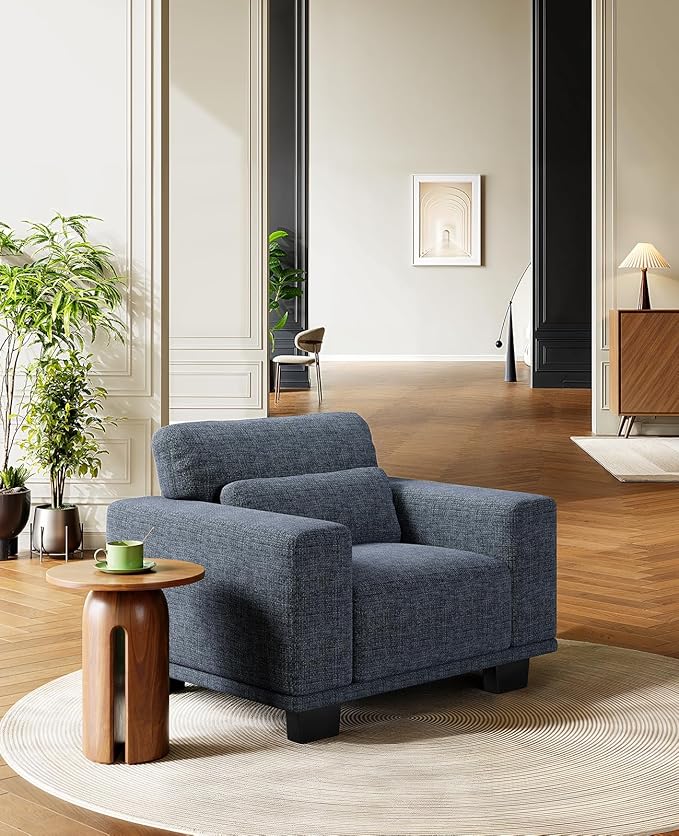 AMADA HOMEFURNISHING 40 Living Room ChairsReading ChairAccent ChairSmall Sofa Couch for BedroomOversize Mid-Century Armchair with Deep SeatComfy Sofa Couch(Navy Blue)