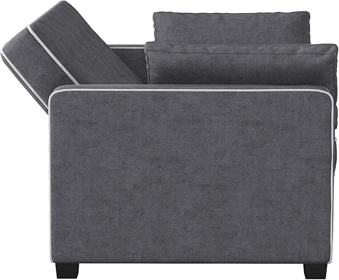 Serta Ainsley 66.5 Convertible Sleeper Loveseat Full Size Dreamcoil Comfort Soft Woven Fabric Charcoal