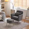 Accent Chair Dark Gray Chair with Ottoman Comfy ArmChair Footrest Set Comfortable Living Room Chairs Club Tub Sofa Chair for Reading Room Lazy Chair with Ottoman Accent Lounge Chair with Footstool