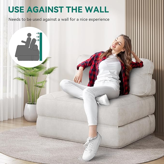 YITAHOME Folding Sofa BedNew Upgrade Resilient Pocket Spring Cushion-Fold Out Chair Bed Convertible Lazy Sleeper Chair with Back SupportComfy Floor Sofa Lounge for Living Room Bedroom Beige