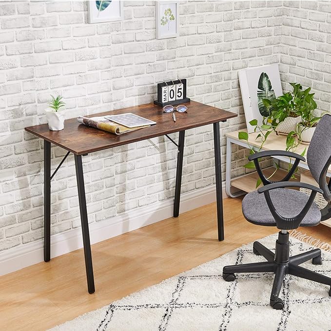 Coavas Computer Desk 40 Small Student School Writing Desk Easy Assembly Study Writing Table Home Office Desk Modern Simple Style PC Desk for Small Space Study Kids Black Desk Metal Frame