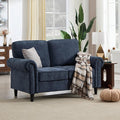 Kingfun Loveseat 2 Seater Couch Mid Century Modern Chenille Sofa with Rolled Arms and Deep Seats Fluffy Comfort for Living Room Apartment Easy Assembly Blue
