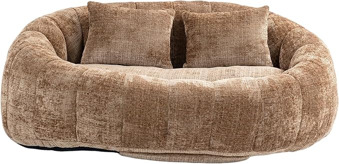 GDFStudio Colomt Lounge Chair Upholstered Lazy Sofa Chair 2 Seater Couch Comfort Chenille Loveseat Ready to Use Bean Bag Chair Soft Seating Lounge Reading Sofa for Living Room Bedroom Coffee