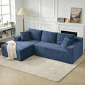 KIVENJAJA 103” Corduroy Boneless Couch L-Shaped Sectional Sofa with Left Facing Chaise Cloud Compression Couches for Living Room Apartment Home Office No Assembly Required Navy Blue