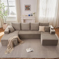 134.2 Modular Sectional Sofa Modern Corduroy Cloud Couch with Deep Seat Boneless Couch Upholstered 4-Seater U-Shaped Sofa for Living Room No Assembly Required (Camel)