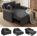 Plush Sofa 52” 3-in-1 Convertible Pull-Out Sofa Bed Sleeper Loveseat with Built-in Cup Holders Reclining Backrest Pet-Friendly for Small Space - Grey