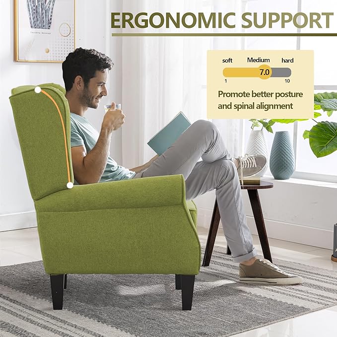 Accent Chair Modern Living Room Chairs with Wingback Comfy Upholstered High Back Single Sofa for Bedroom Mid-Century Reading Armchair Sillas para Sala