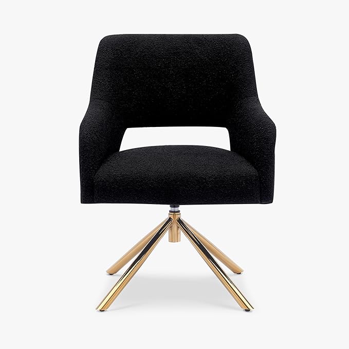 WestinTrends Genevieve Mid-Century Modern Wide Boucle Swivel Accent Arm Chair Black