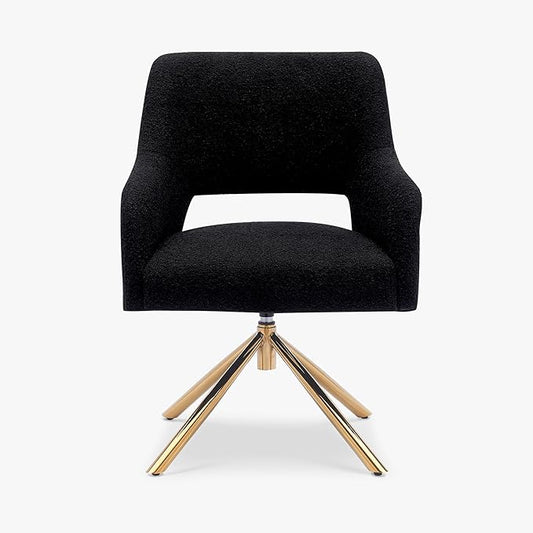 WestinTrends Genevieve Mid-Century Modern Wide Boucle Swivel Accent Arm Chair Black