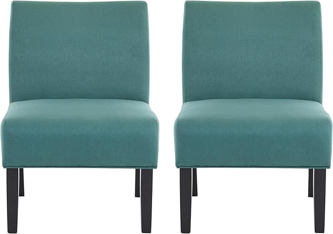 GDFStudio Accent Chairs Set of 2 Upholstered Club Chairs Armless Chair Backrest Accent Chair Comfort Seating Club Chairs for Living Room Home Rest Bedroom Teal