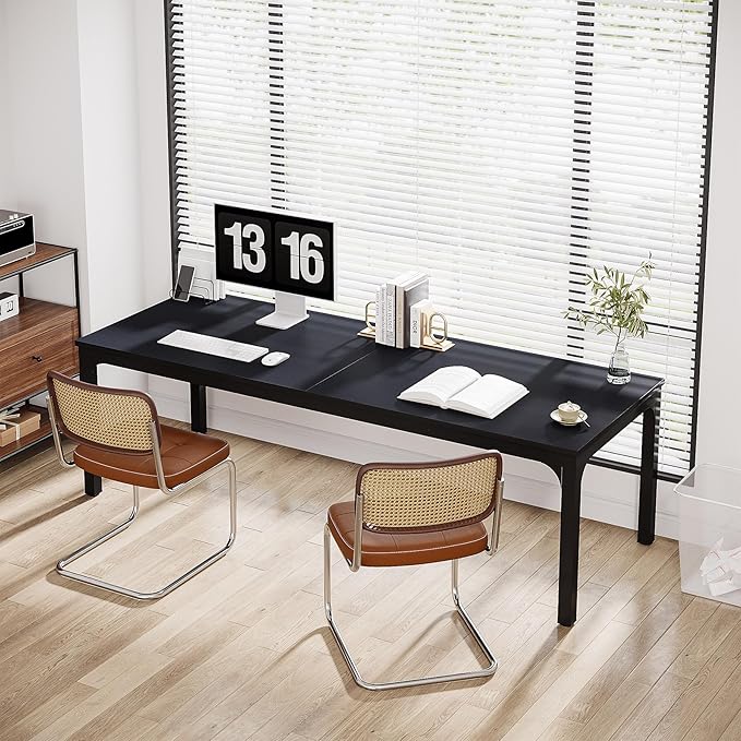 Tribesigns 2-Person Home Office Desk 78.7 Extra Long Computer Desk Double Workstation for Home Office Work Desk for Two People (Black)