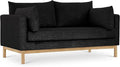 Meridian Furniture 157Black-L Langham Collection Mid-Century Modern Linen Textured Fabric Upholstered Loveseat Black Linen Textured Fabric Natural Finish Wood Base 66 W x 33.5 D x 33 H Black