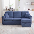 KEIKI 76 L-Shaped Modular Corduroy Sectional Sofa with Pull-Out Bed &amp 1 Movable Storage Ottoman &amp 2 Cup Holder &amp USB Convertible 4-Seater Sleeper Couch Bed Easy Assembly for Living Roo