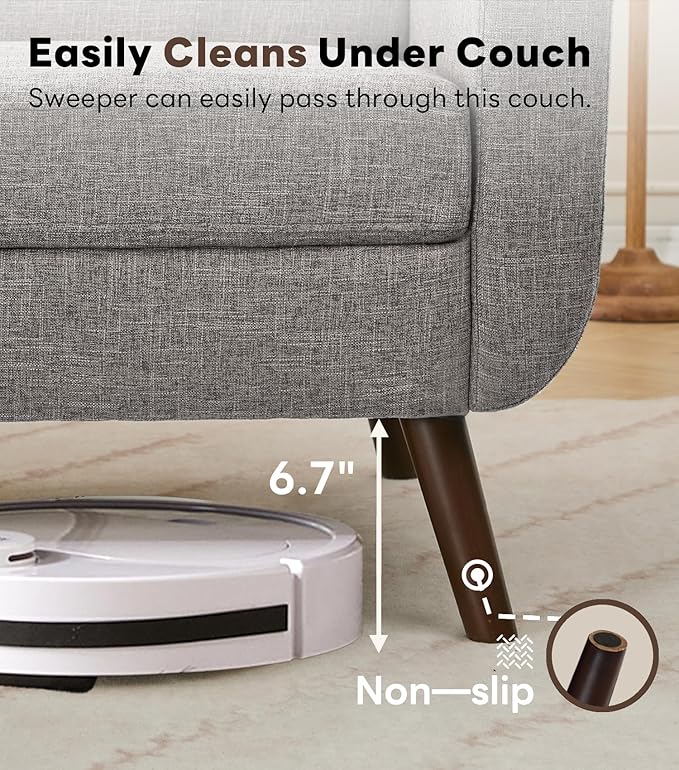 Tbfit 65 W Loveseat Sofa with Ottoman Coffee Table Mid Century Modern Love Seat Couches for Living Room Button Tufted Upholstered Small Couch for BedroomEasy to Install Love Seats Furniture Gray