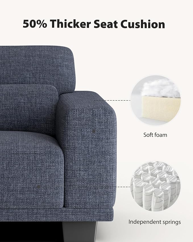 Pipishell Modern Accent Chair Oversized Armchair with Wide Seat Armrests &amp Thick Cushion Reading Chairs Comfy Arm Chair Removable Sofa Cushion and CoverEasy to Install