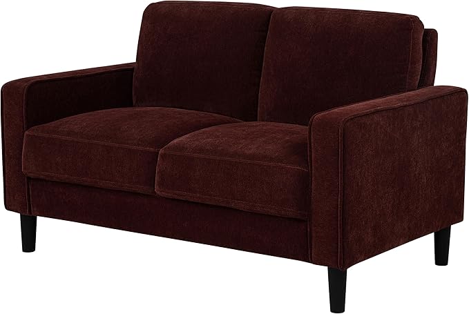 Coaster Home Furnishings - Ruth - Fabric - Upholstered Loveseat with Slim Track Arms Attached Cushions Angled Legs - Transitional Style - Living Room - 54-Inch - Rust - 511212