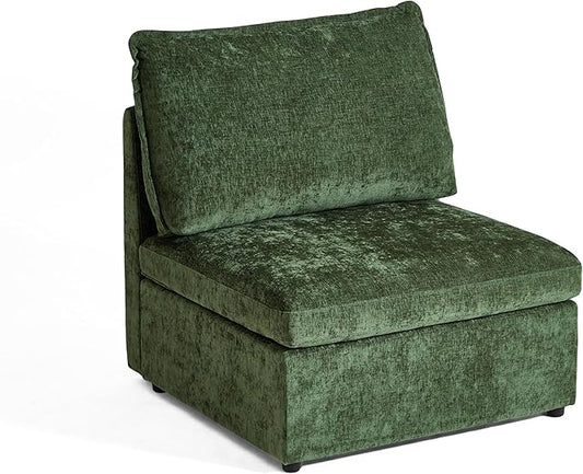 Single Seat Module for Olar Oversized Modular Sectional Sofa Extra Deep and Wide Cloud Chair Cushion Covers Removable Freely Combined with Other Modules by U-connectors Chenille Green