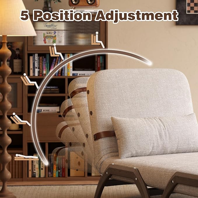 JASIWAY Convertible Sleeper Chair 3-in-1 Convertable Fold-Out Chair Bed for Adults Futon Sofa Sleeper That Turn into Beds for Small Spaces Adjustable Backrest Walnut(76.4 D X 33 W)