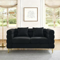 Loveseat Modern Sofa 60 Teddy Boucle Comfy Cloud Couch Upholstered Deep 2 Seater Sherpa Couch Set with Stylish Metal Legs for Living Room Home Office Bedroom Apartment Black
