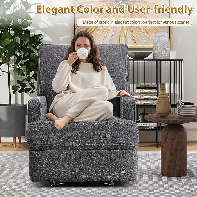Classic Manual Recliner Chair Set of 2 for Adults Soft Fabric Overstuffed Reclining Sofa Chair with Padded Backrest Heavy Duty Recliners for Living Room BedroomGrey